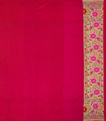 Dark Magenta Handloom Banarasi Silk Saree With Meenakari Border-BE1757