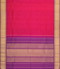 Red Handloom Kanchipuram Silk Saree With Zari Checks-KA14690