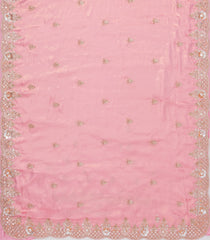 Peach Woven Synthetic Blended Tissue Saree With Embroidered Motifs-EN2022