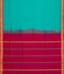 Aquamarine Handloom Silk Cotton Saree With Contrast Border-SC3807