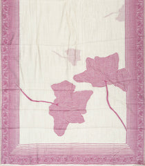 Off White Woven Art Chanderi Cotton Saree With Purple Floral Motifs-BL4141