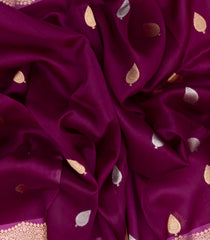 Magenta Handloom Banarasi Organza Silk Saree With Floral Buttas-BE1715