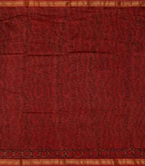 Black Printed Chanderi Cotton Saree With Zari Border-CC1497