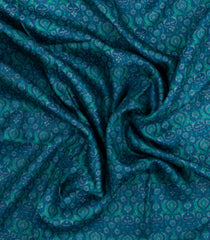Cyan Printed Pure Silk Saree With Floral Motifs-PS0780