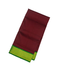 Maroon Handloom Kanchipuram Korvai 9 Yards Silk Saree With Green Border