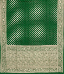 Green Woven Blended Satin Saree With Floral Zari Motifs-BL5994