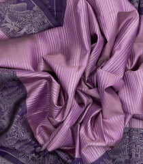 Lavender Handloom Soft Silk Saree With Stripes & Contrast Border-SO4044