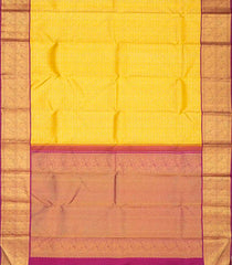 Yellow Handloom Korvai Kanchipuram Silk Saree With Floral Zari Motifs-KA12961