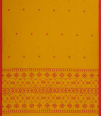 Mustard Handwoven Bengal Cotton Saree With Floral Buttas-BG1477