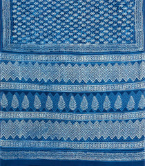 Indigo Printed Jaipur Cotton Saree With Printed Floral Motifs-JC1749