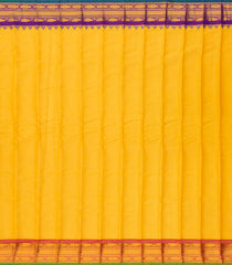 Mango Yellow Handloom Gadwal Silk Cotton Saree With Checks & Buttas-GA0176