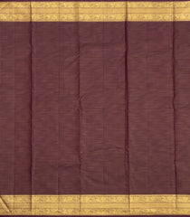Dark Brown Handloom Kanchipuram Silk Saree With Zari Checks & Buttas-KA15885