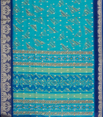 Turquoise Printed Synthetics Dola With Zari Butta & Zari Border -BL5224