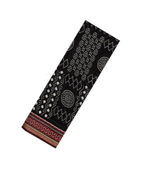Black Printed Blended Cotton Saree With Zari Border-BL5670