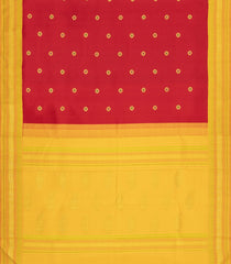 Crimson Handloom Korvai Kanchipuram Silk Saree With Meena Buttas-KA15375