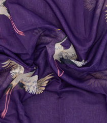 Purple Printed Synthetics Linen Saree With Zari Border-BL5326
