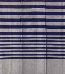 Grey Handloom Chanderi Cotton Tissue Saree With Navy Blue Stripes-CC1338