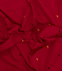 Crimson Handloom Bengal Cotton Saree With Cross Buttas-BG1853