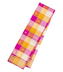 Multi Colour Handloom Kanchipuram Silk Saree With Checks & Buttas-KA15918