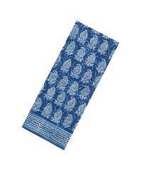 Indigo Printed Jaipur Cotton Saree With Printed Floral Motifs-JC1754