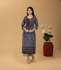 Indigo Printed Kurta-KR0855