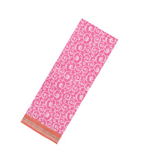 BubbleGum Pink Printed Chanderi Cotton Saree With Floral Motifs-CC1734