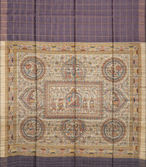 Lilac Handloom Dupion Silk Saree With Printed Fish Pallu-DS0491