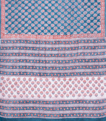 Steel Blue Printed Jaipur Cotton Saree With Floral Motifs-JC1893