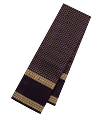 Black Handloom Kanchipuram Silk Saree With Zari Checks-KA16153