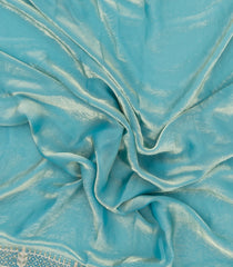 Cyan Woven Blended Satin Tissue Saree With Embroidered Stone Work-BL4869