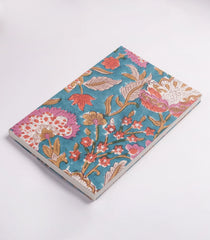 Steel Blue 9 X 6 Inch Bagru Dabu Block Printed 96 Page Handmade Notebook-ACS1018