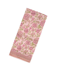 Baby Pink Handloom Chanderi Cotton Saree With Printed Floral Motifs-CC1252