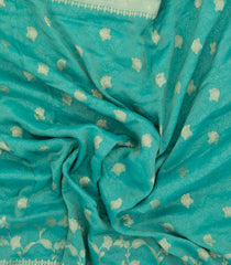 Turquoise Woven Synthetic Crepe Saree With Floral Vine Motifs-BL4850