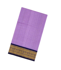 Lavender Handloom Korvai Silk Cotton Saree With Checks & Contrast Border-SC3869