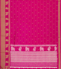 Hot Pink Printed Art Dola Silk Saree With Stripes & Printed Pallu-BL5761