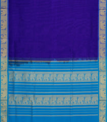 Violet Handloom Silk Cotton Saree With Contrast Border-SC4714