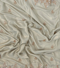 Taupe Woven Synthetic Blended Tissue Saree With Embroidered Motifs-EN2021