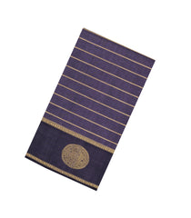 Lilac Handloom Silk Cotton Saree With Veldari Stripes-SC4042