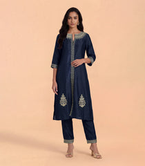 Dark Navy Blue Embroidered Kurta Set-RC5680