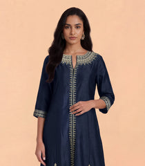 Dark Navy Blue Embroidered Kurta Set-RC5680