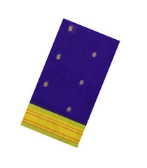 Dark Blue Handloom Korvai Silk Cotton Saree With Zari Buttas-SC4974