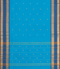Turquoise Woven Chettinad Cotton Saree With Buttas & Contrast Border-CN1920
