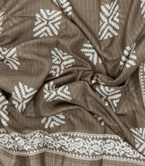Beige Printed Synthetic Dola Silk Saree With Zari Border-BL5083