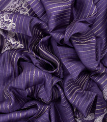 Violet Woven Synthetic Dola Saree With Stripes & Printed Bird Motifs-BL4500