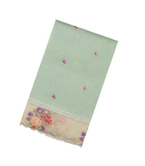 Aquamarine Embroidered Synthetic Tissue Saree With Floral Motifs-SY0566