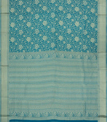 Cyan Woven Mysore Silk Saree With Floral Vine Motifs-MS3348