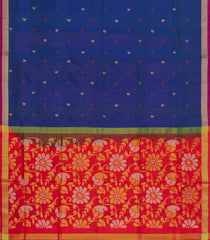Dark Blue Handloom Uppada Silk Saree With Meena Floral Buttas-UP0399