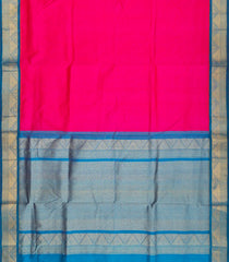 Hot Pink Handloom 9 Yards Korvai Silk Cotton Saree With Contrast Border-SC3755