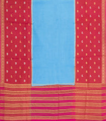 Sky Blue Woven Blended Viscose Saree With Buttas-BL5691
