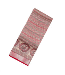 Red Woven Organza Silk Saree With Printed Floral Motifs-PS0553